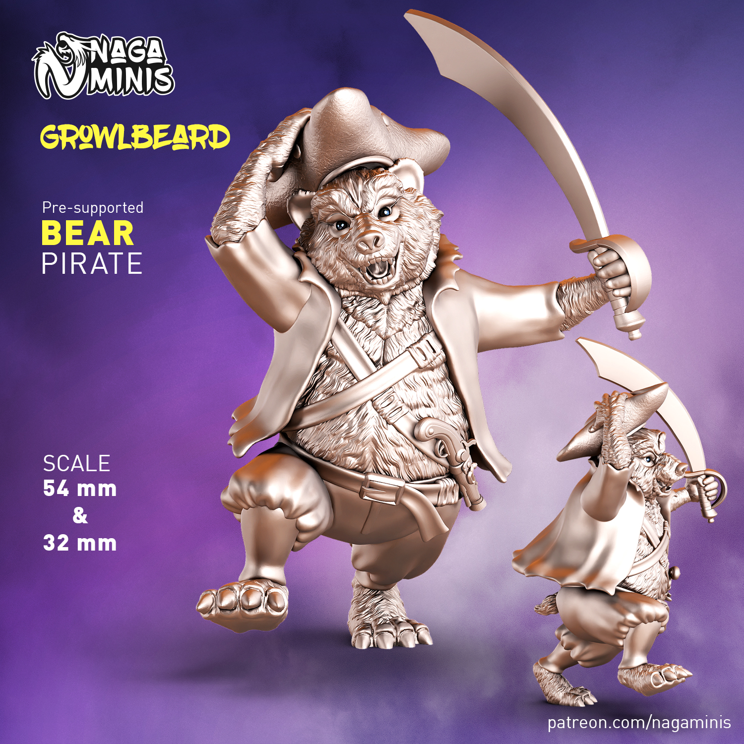 (Pre-supported) Bear Folk Pirate (resized)